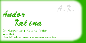 andor kalina business card